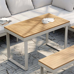 Modern Outdoor Sectional Sofa and Table Set with Acacia Wood