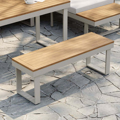 Modern Outdoor Sectional Sofa and Table Set with Acacia Wood