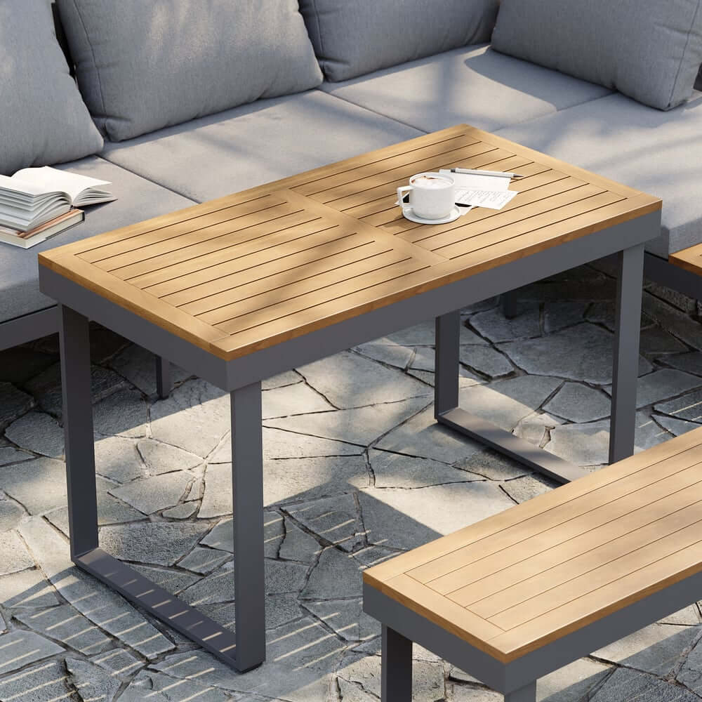 Modern Outdoor Sectional Sofa and Table Set with Acacia Wood