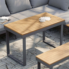 Modern Outdoor Sectional Sofa and Table Set with Acacia Wood