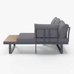 Modern Outdoor Sectional Sofa and Table Set with Acacia Wood