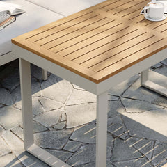 Modern Outdoor Sectional Sofa and Table Set with Acacia Wood