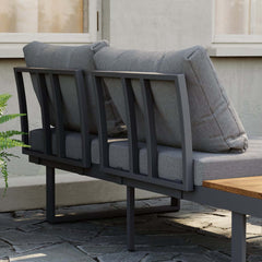 Modern Outdoor Sectional Sofa and Table Set with Acacia Wood