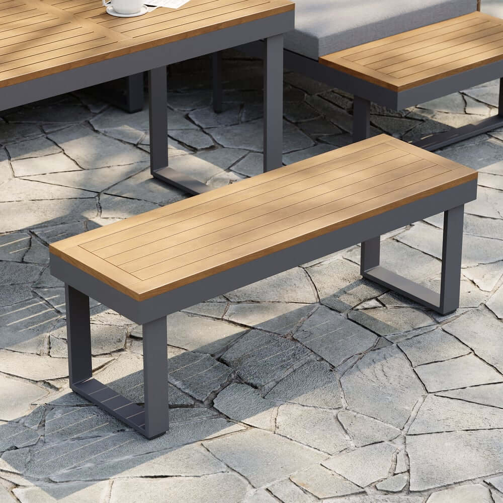 Modern Outdoor Sectional Sofa and Table Set with Acacia Wood