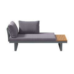 Modern Outdoor Sectional Sofa and Table Set with Acacia Wood