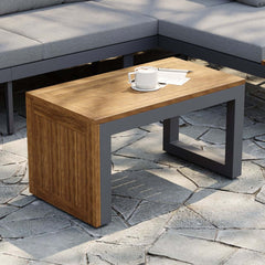 Modern Outdoor Sectional Sofa and Table Set with Acacia Wood