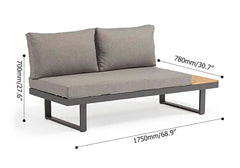 Modern Outdoor Sectional Sofa and Table Set with Acacia Wood Dimensions