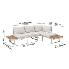 Modern Outdoor Sectional Sofa and Table Set with Acacia Wood Dimensions