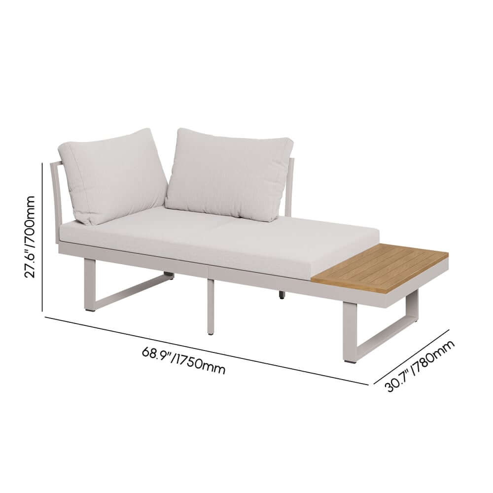 Modern Outdoor Sectional Sofa and Table Set with Acacia Wood Dimensions