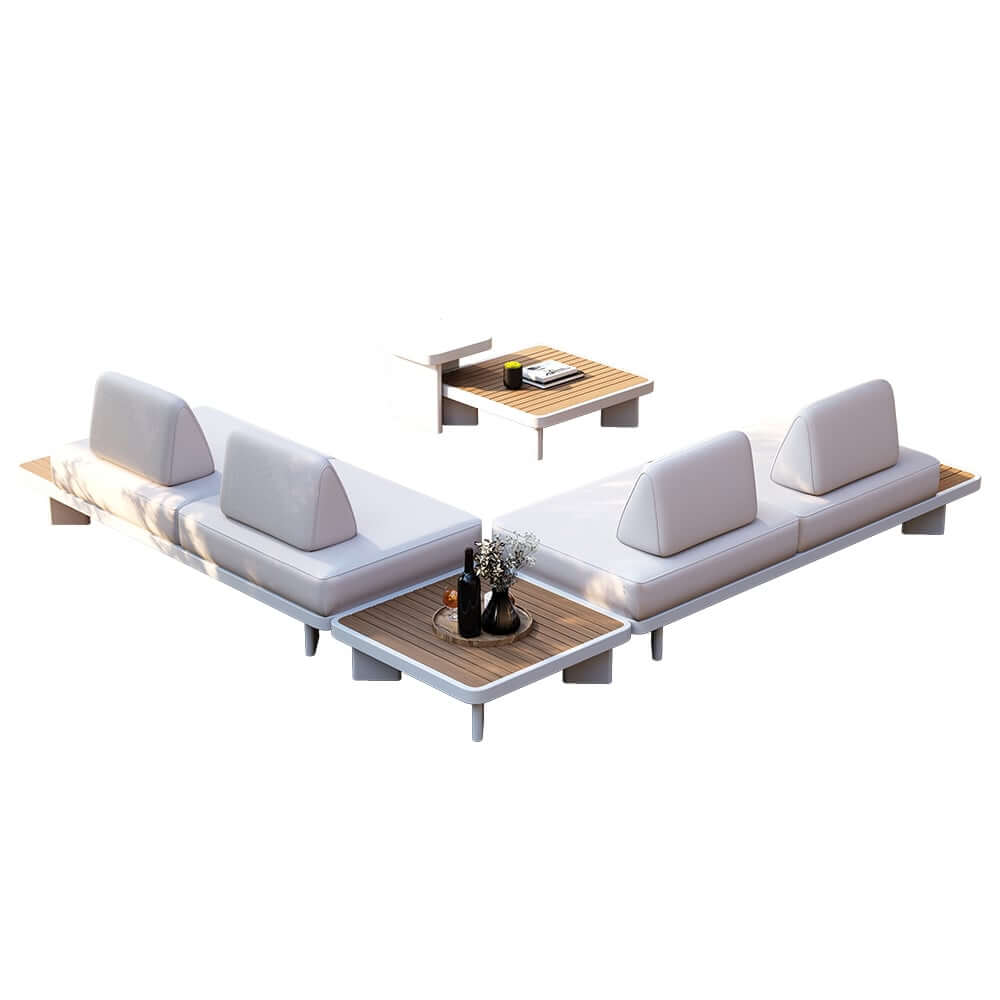 Modern Outdoor Sectional Sofa Set with Aluminum Frame and Cushions