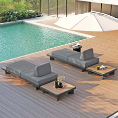 Modern Outdoor Sectional Sofa Set with Aluminum Frame and Cushions