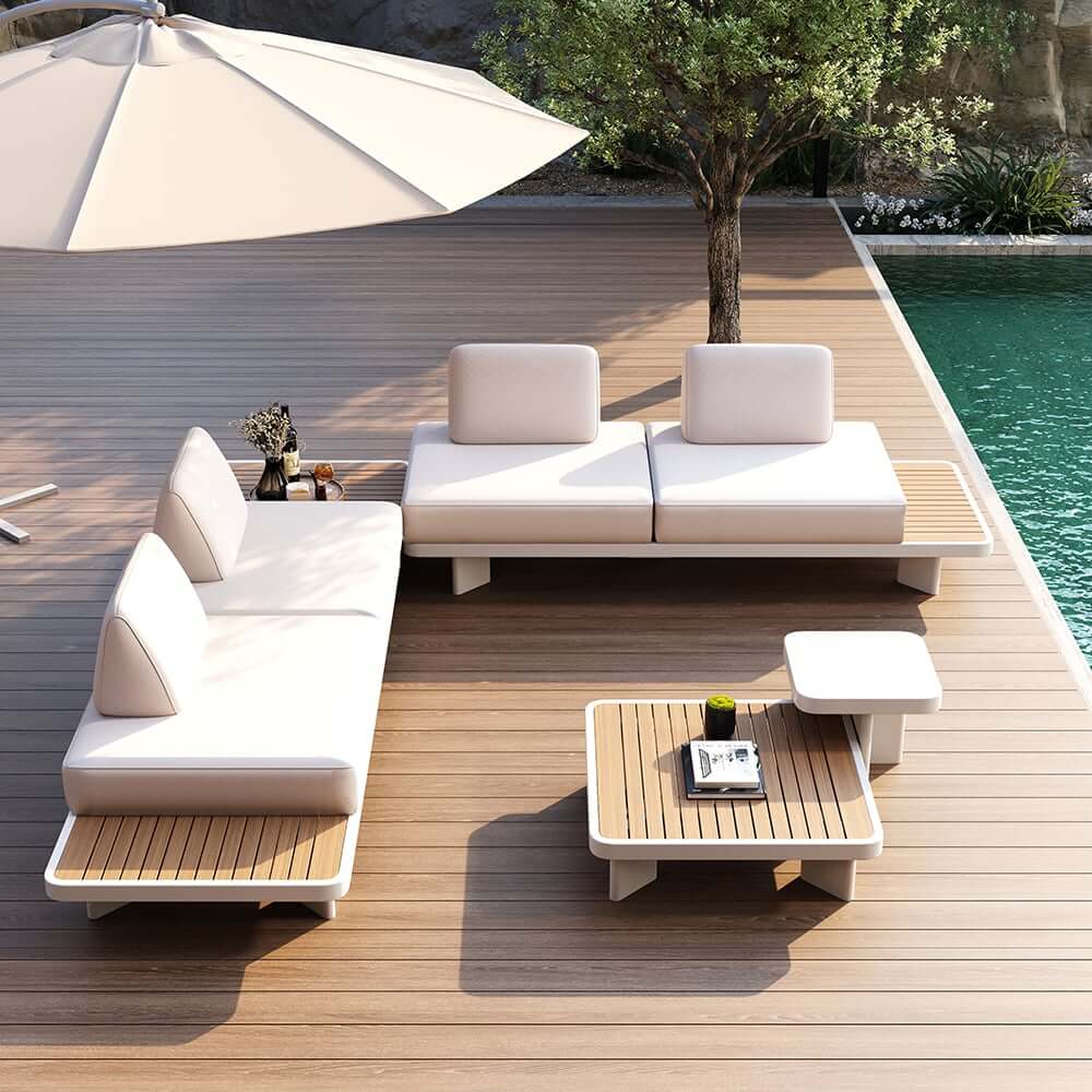Modern Outdoor Sectional Sofa Set with Aluminum Frame and Cushions