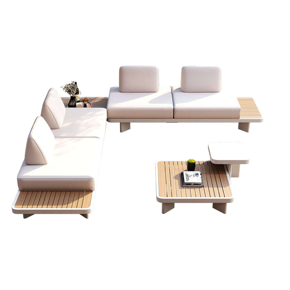 Modern Outdoor Sectional Sofa Set with Aluminum Frame and Cushions