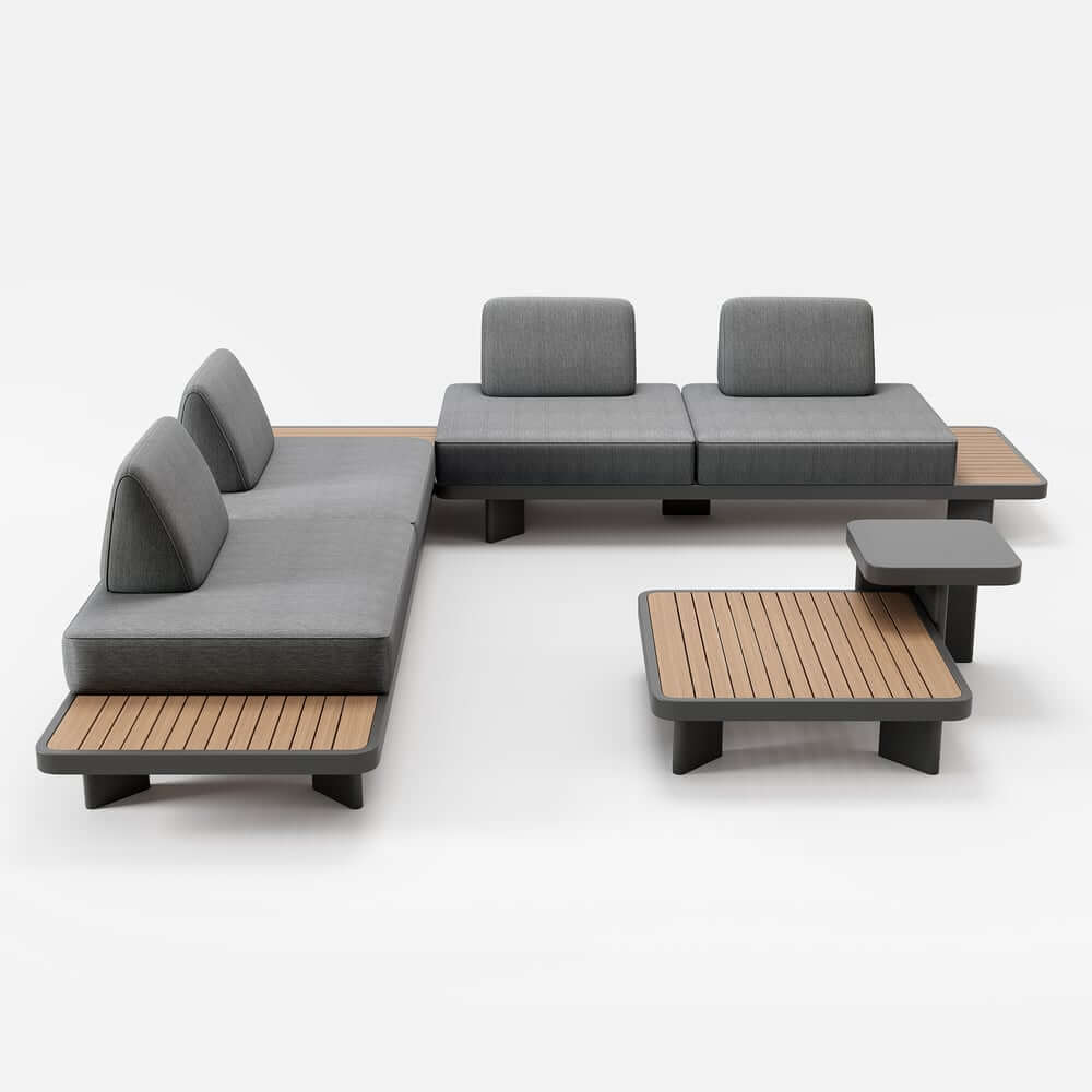 Modern Outdoor Sectional Sofa Set with Aluminum Frame and Cushions