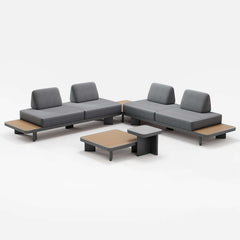 Modern Outdoor Sectional Sofa Set with Aluminum Frame and Cushions
