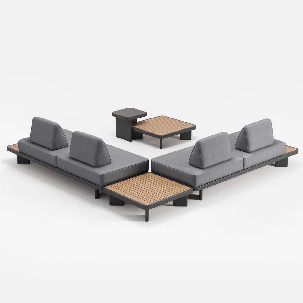 Modern Outdoor Sectional Sofa Set with Aluminum Frame and Cushions