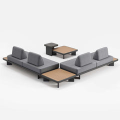 Modern Outdoor Sectional Sofa Set with Aluminum Frame and Cushions