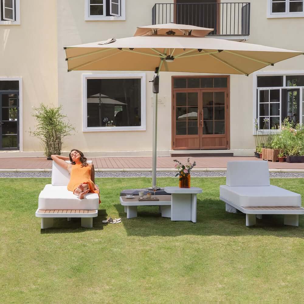 Modern Outdoor Sectional Sofa Set with Aluminum Frame and Cushions