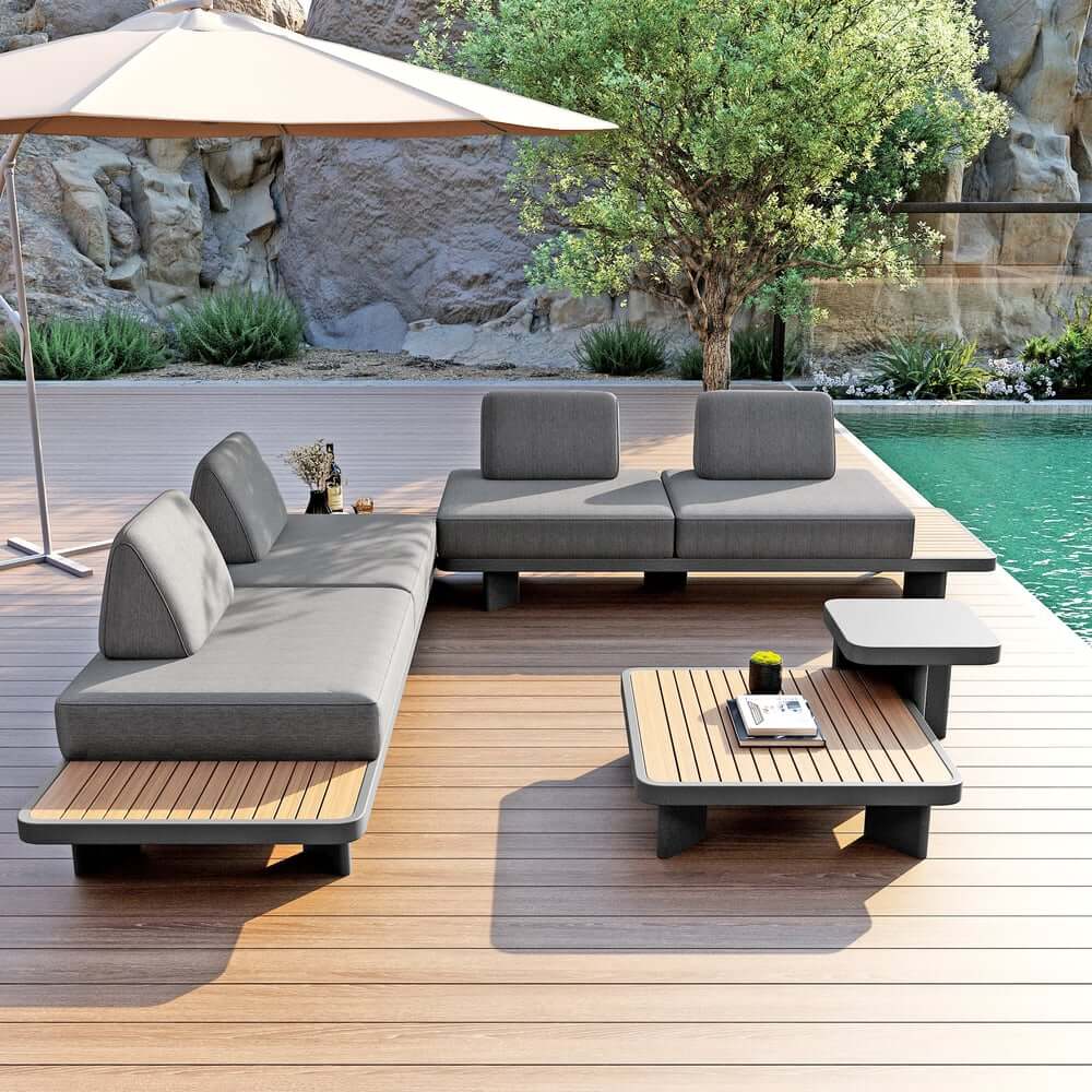 Modern Outdoor Sectional Sofa Set with Aluminum Frame and Cushions Main Product Image
