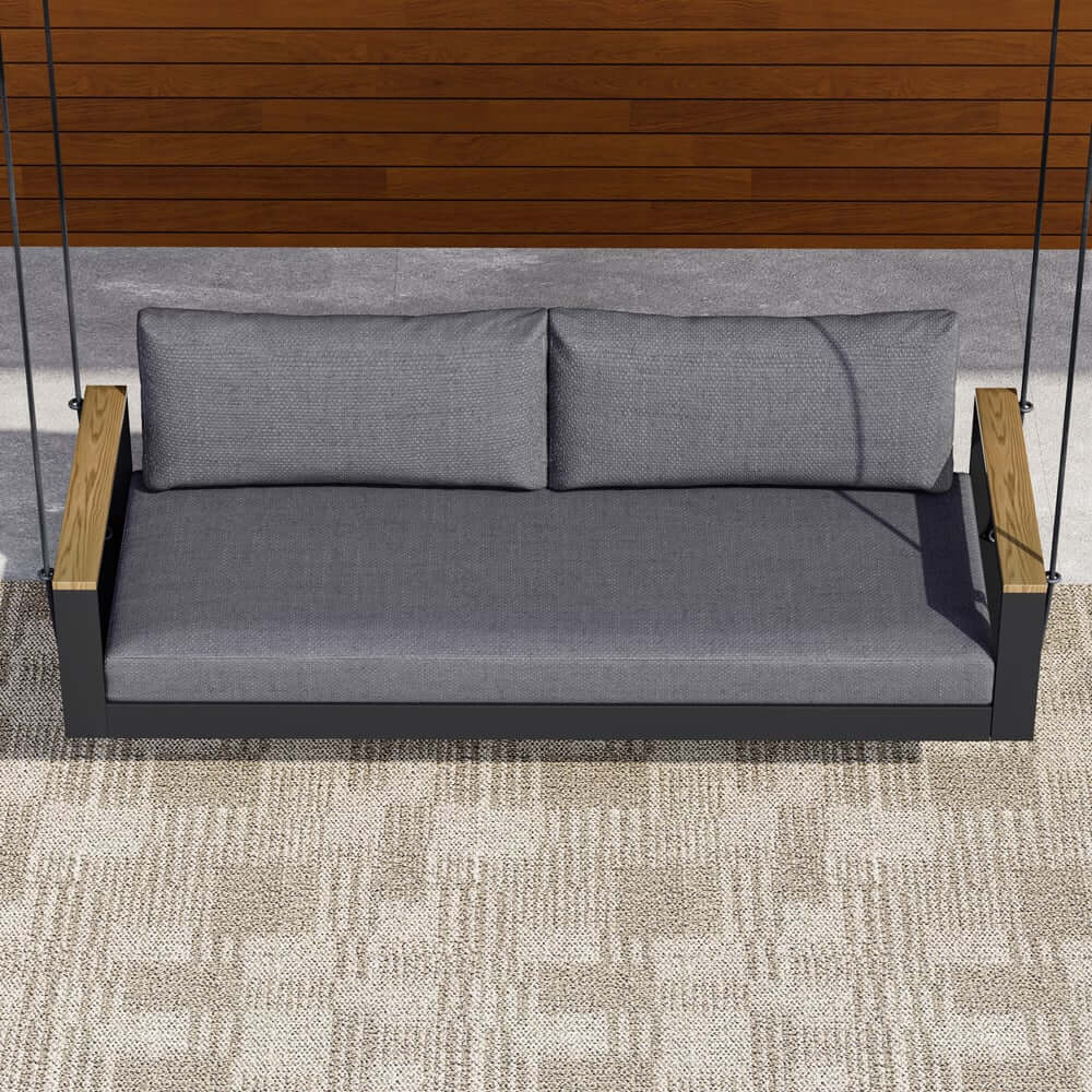 Modern Outdoor Swing Sofa with Removable Cushions and Aluminum Frame