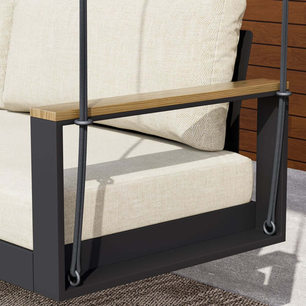 Modern Outdoor Swing Sofa with Removable Cushions and Aluminum Frame