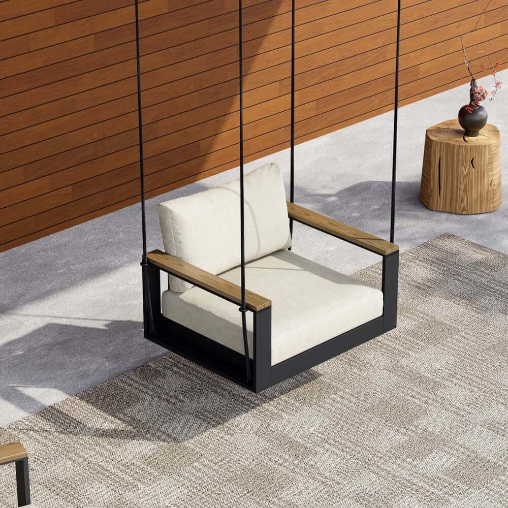 Modern Outdoor Swing Sofa with Removable Cushions and Aluminum Frame