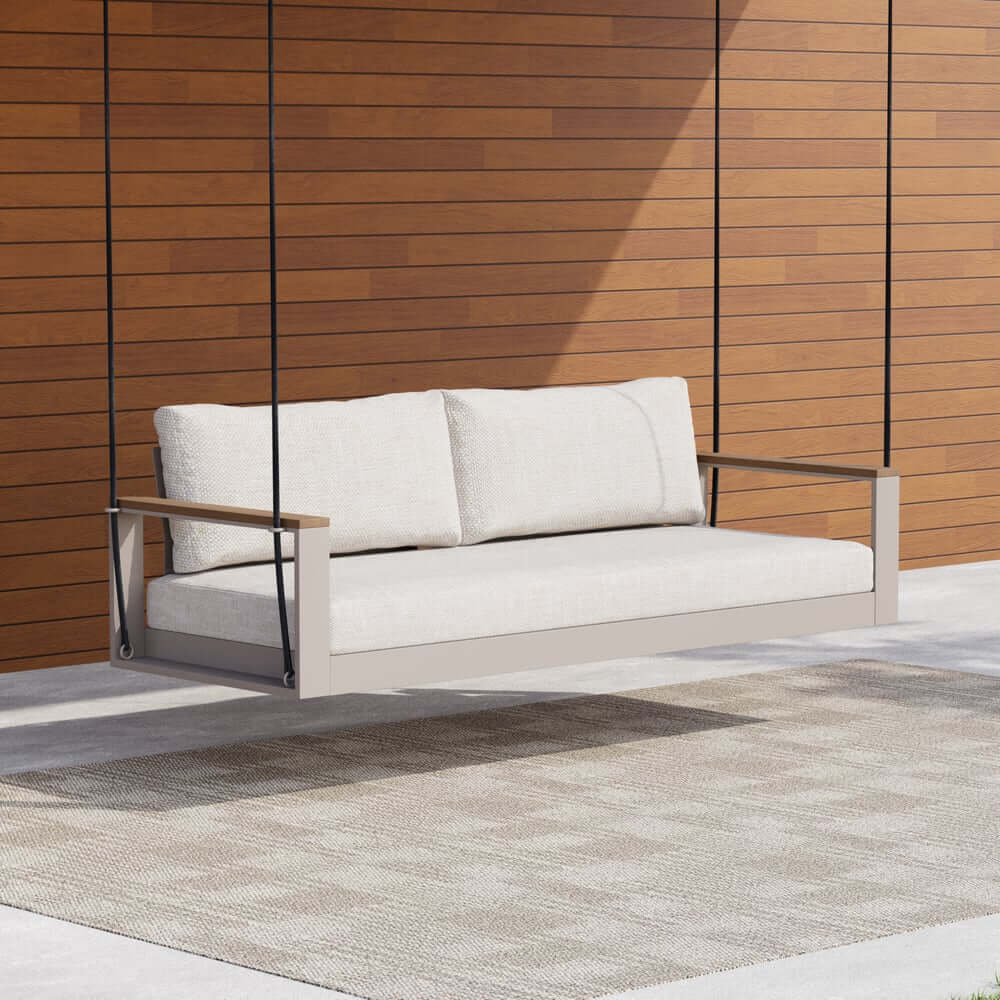 Modern Outdoor Swing Sofa with Removable Cushions and Aluminum Frame
