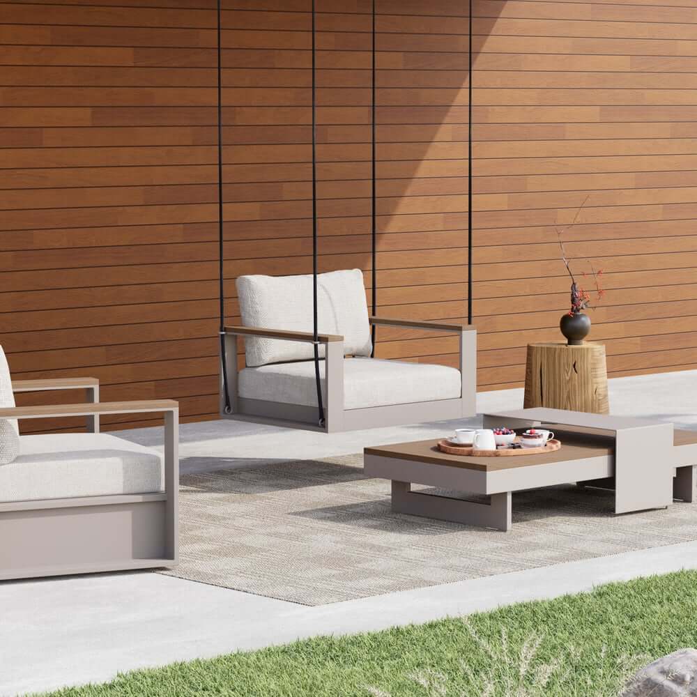 Modern Outdoor Swing Sofa with Removable Cushions and Aluminum Frame