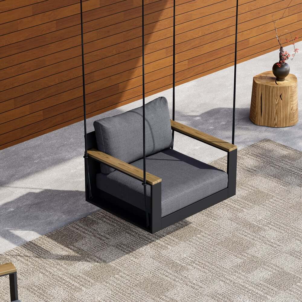 Modern Outdoor Swing Sofa with Removable Cushions and Aluminum Frame