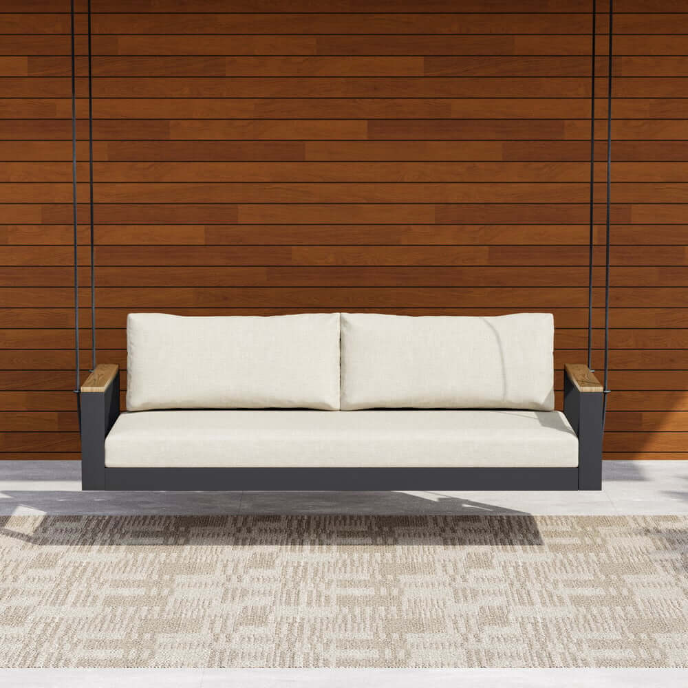 Modern Outdoor Swing Sofa with Removable Cushions and Aluminum Frame