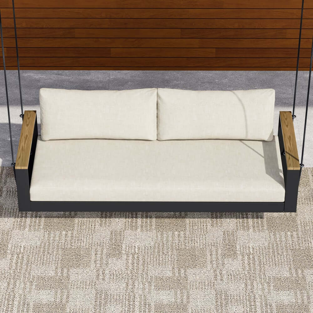 Modern Outdoor Swing Sofa with Removable Cushions and Aluminum Frame