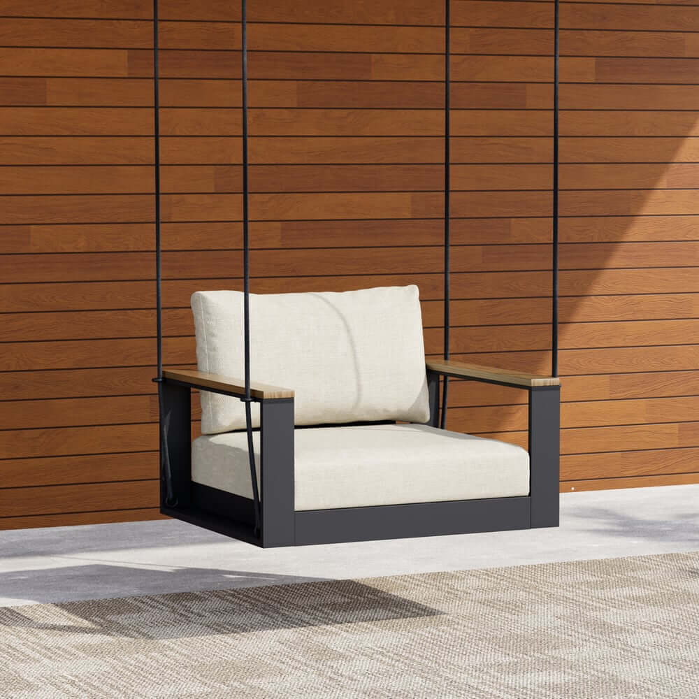 Modern Outdoor Swing Sofa with Removable Cushions and Aluminum Frame