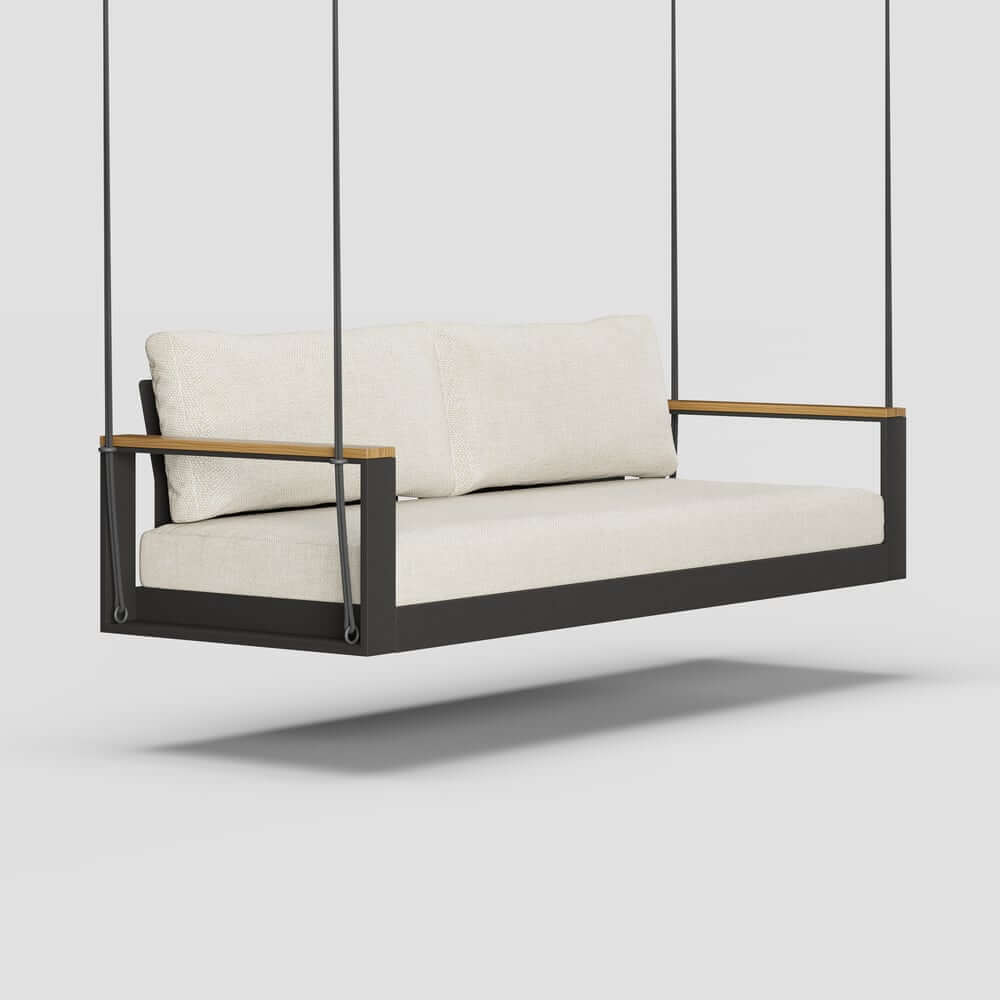 Modern Outdoor Swing Sofa with Removable Cushions and Aluminum Frame