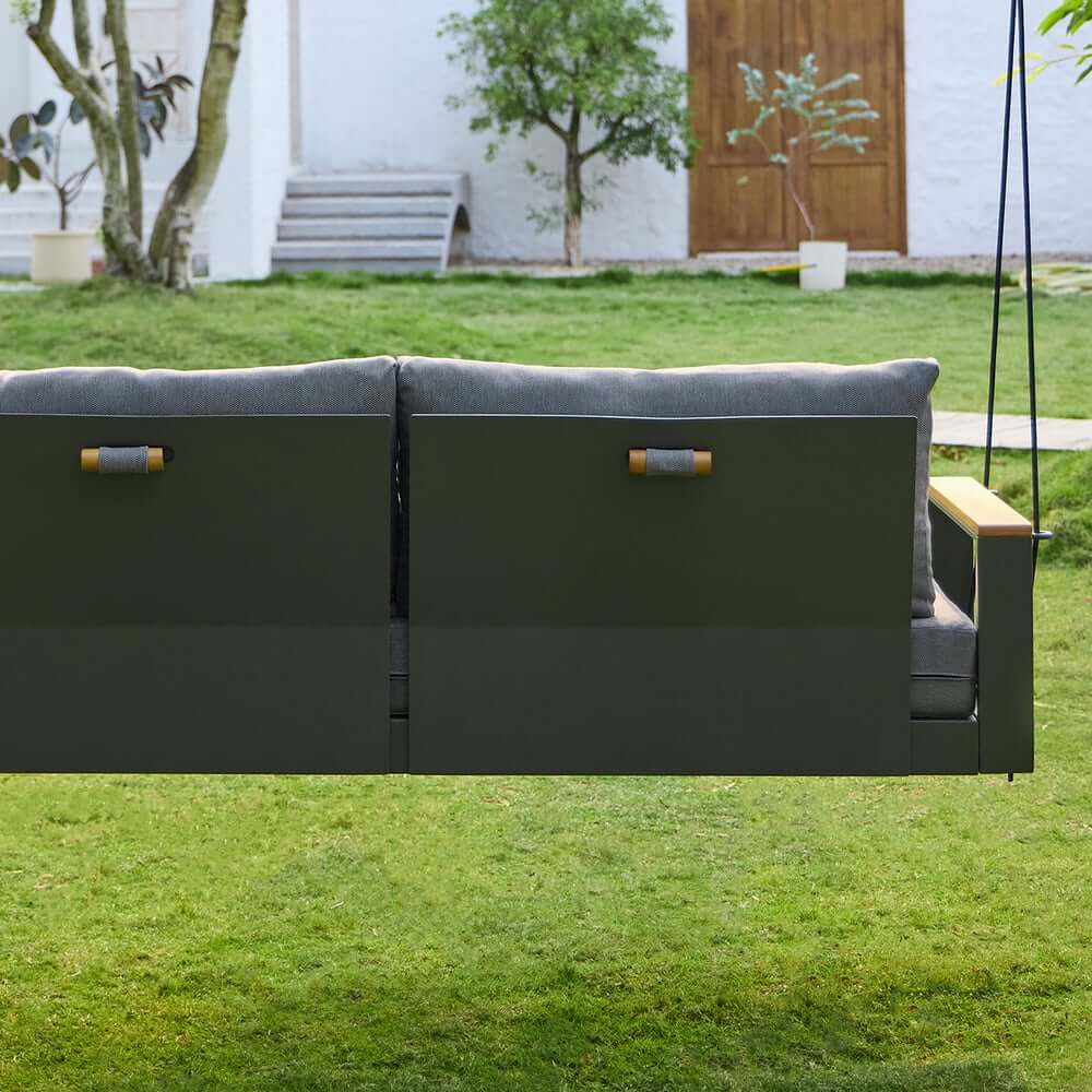 Modern Outdoor Swing Sofa with Removable Cushions and Aluminum Frame