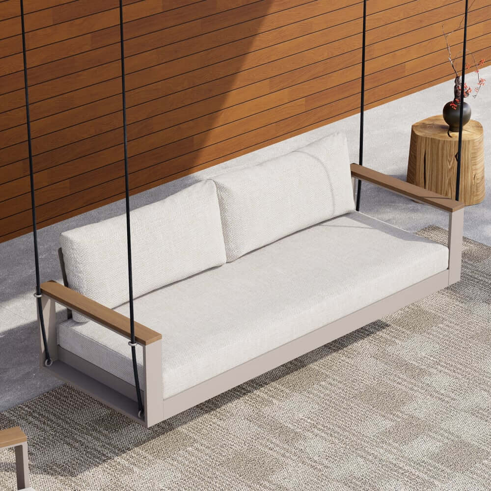 Modern Outdoor Swing Sofa with Removable Cushions and Aluminum Frame