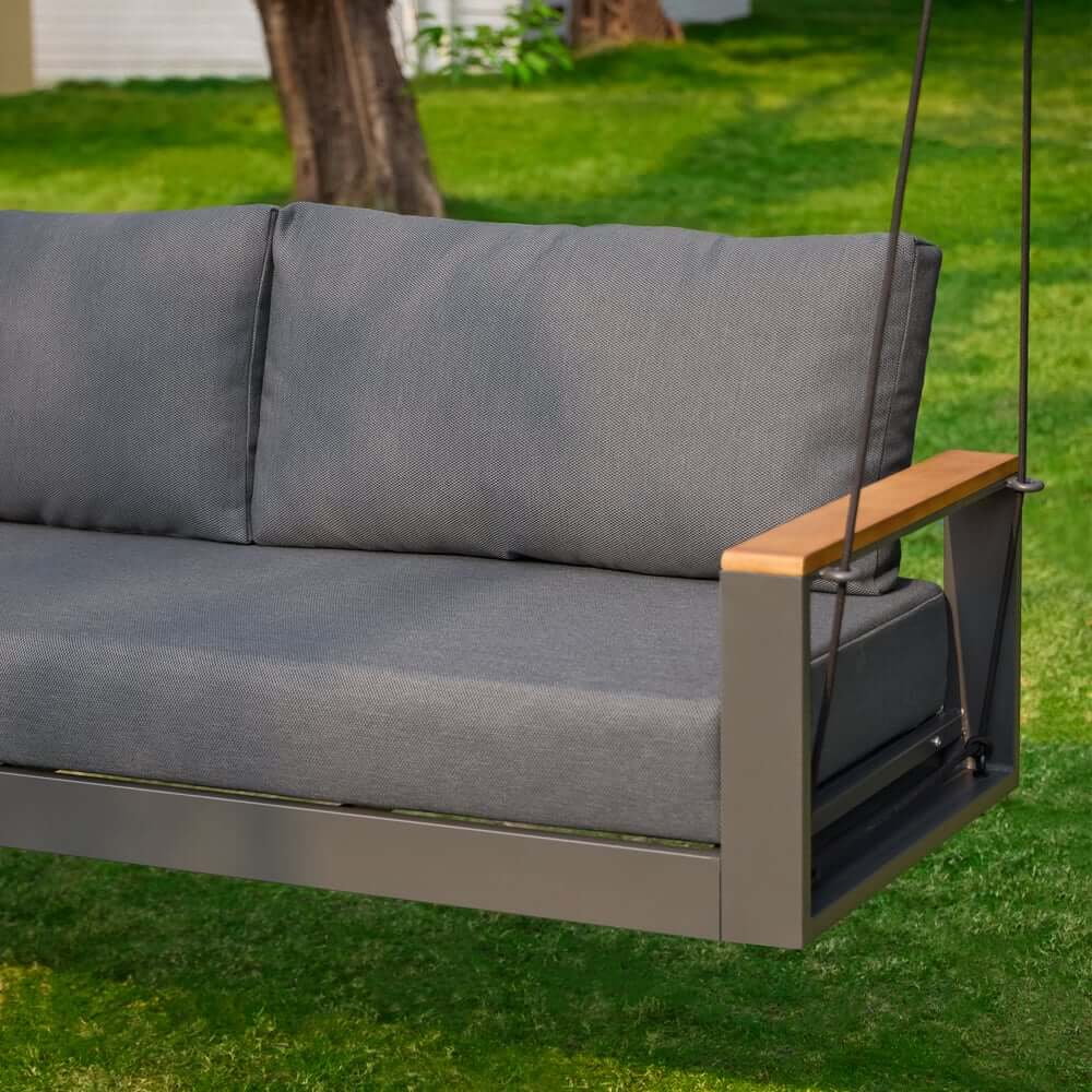 Modern Outdoor Swing Sofa with Removable Cushions and Aluminum Frame