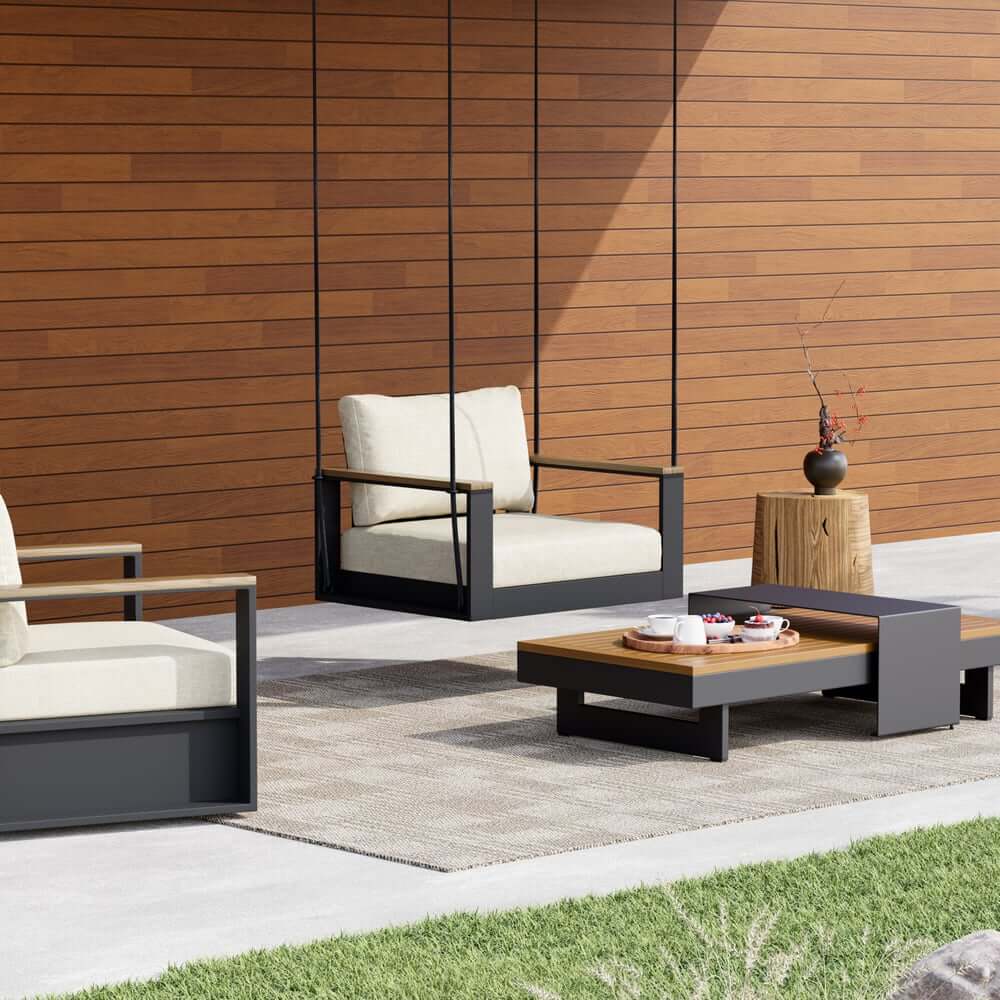 Modern Outdoor Swing Sofa with Removable Cushions and Aluminum Frame