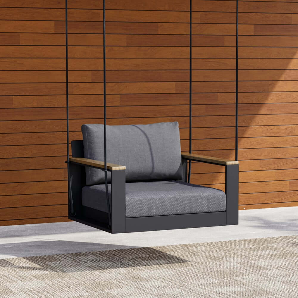 Modern Outdoor Swing Sofa with Removable Cushions and Aluminum Frame