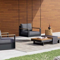 Modern Outdoor Swing Sofa with Removable Cushions and Aluminum Frame