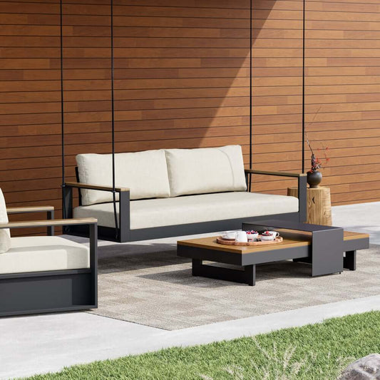 Modern Outdoor Swing Sofa with Removable Cushions and Aluminum Frame