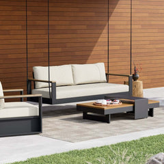 Modern Outdoor Swing Sofa with Removable Cushions and Aluminum Frame
