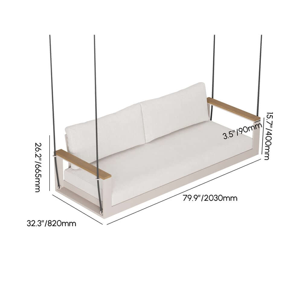 Modern Outdoor Swing Sofa with Removable Cushions and Aluminum Frame Dimensions