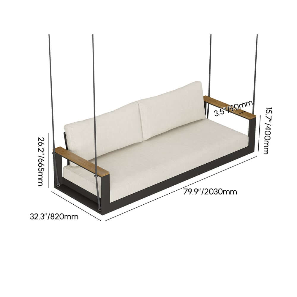Modern Outdoor Swing Sofa with Removable Cushions and Aluminum Frame Dimensions