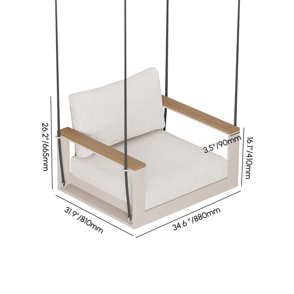 Modern Outdoor Swing Sofa with Removable Cushions and Aluminum Frame Dimensions