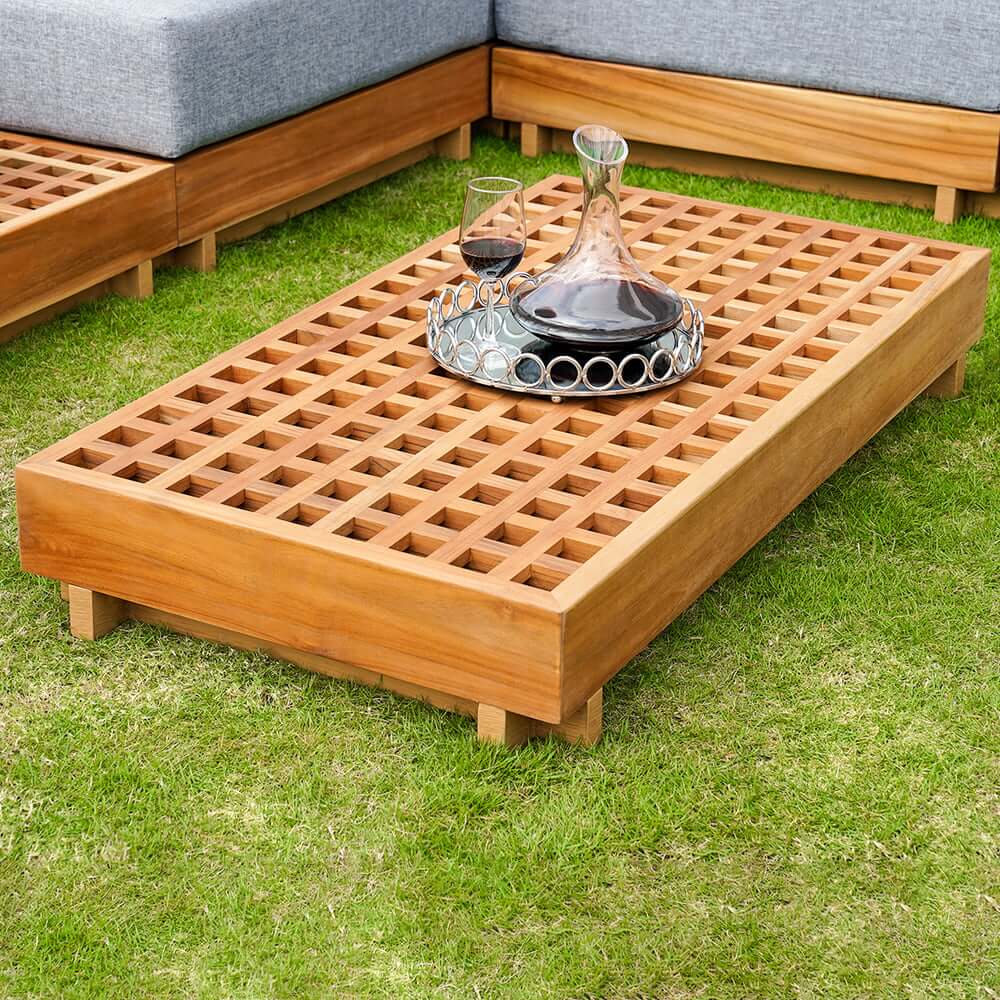 Modern Outdoor Teak Sofa Chair Set with Plush Cushions