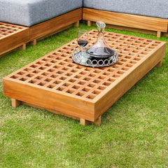 Modern Outdoor Teak Sofa Chair Set with Plush Cushions