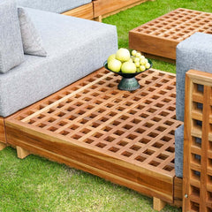 Modern Outdoor Teak Sofa Chair Set with Plush Cushions