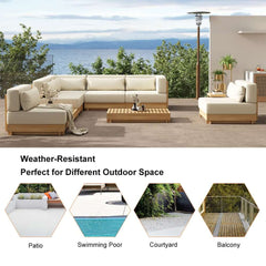 Modern Outdoor Teak Sofa Chair Set with Plush Cushions