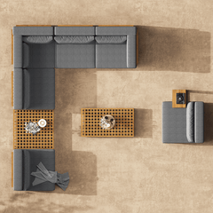 Modern Outdoor Teak Sofa Chair Set with Plush Cushions