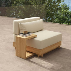 Modern Outdoor Teak Sofa Chair Set with Plush Cushions
